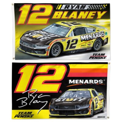 #ad Ryan Blaney #12 Menards Team Penske Nascar Double Sided 3x5 Flag Free shipping $37.49