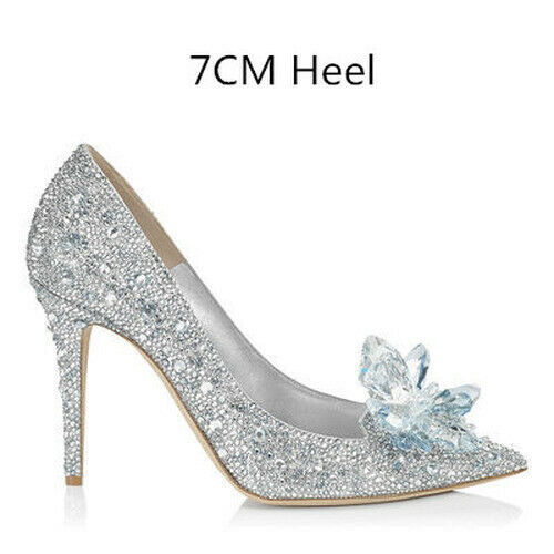 2023 Aschenputtel Schuhe Strass Damen Spitz Frau Party Hochzeit High Heels - Bild 11 von 27