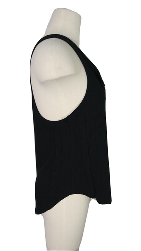 FREE PEOPLE WOMEN'S BLACK SLEEVELESS HENLEY IT'S ME TANK TOP Sz S - Picture 7 of 9