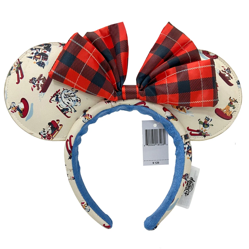 Disney~Parques Holiday Lodge Nieve Mickey Ears+Rojo Navidad Minnie Bow Corona Orejas Foto 4 de 4