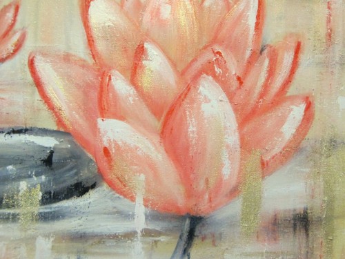 SEEROSEN 50cmx 50cm, Deko Kunst gemalt abstrakt Kunst Bild    Christiane Schwarz - Bild 3 von 4