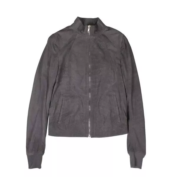 Blue grey leather hot sale jacket
