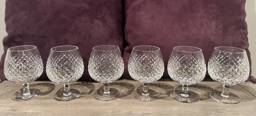 Vintage Waterford Crystal Alana Pattern Brandy 11 Oz Glasses - Set of 6