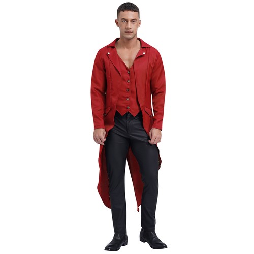Men's Tailcoat Shooting Jacket Retro Coat Vintage Blazers Male Outerwear Props - Picture 6 of 43