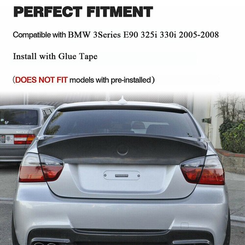 For BMW E90 325i 330i Sedan 2005-2008 Carbon Fiber Rear Trunk Spoiler Boot Wing - Picture 3 of 12