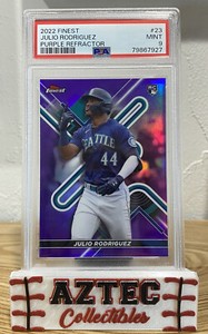 2022 Topps Finest #23 Julio Rodriguez- Purple Refractor /250- RC- PSA 9 Mariners