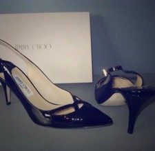 $775 Beautiful Jimmy Choo Harrison 65 Black Patent 36 Shoes Slingback
