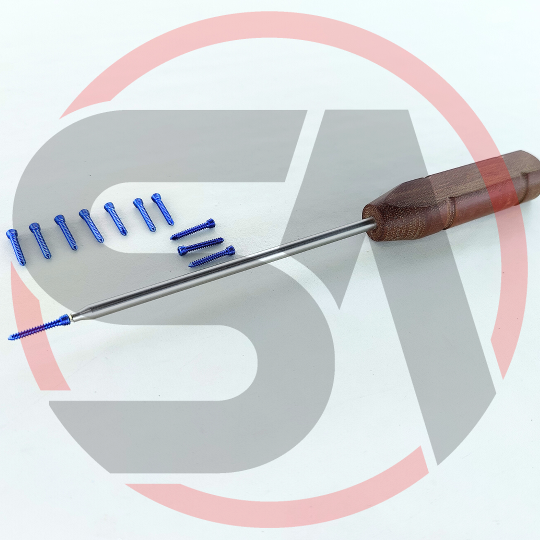 AO Safety Locking 2.4mm Self Tapping Screws & Screwdriver 111 Pcs Set Titanium