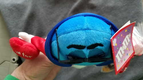 Blue M&M's Galerie Character w/ Sunglasses Red Robe Blue For You On Heart 8" New - Picture 10 of 17
