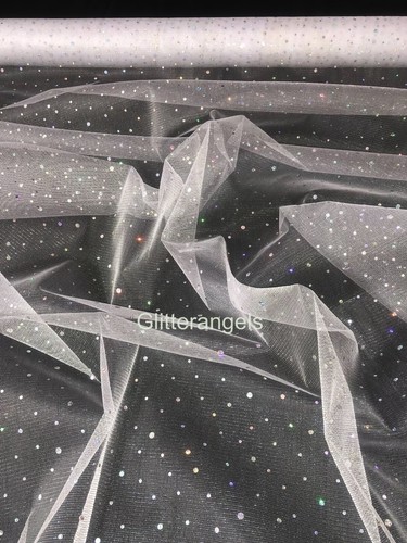 Holographic Sequin Tulle Net Fabric 58” Wide Tutu Dress Crafts Decor Wedding - Picture 13 of 32