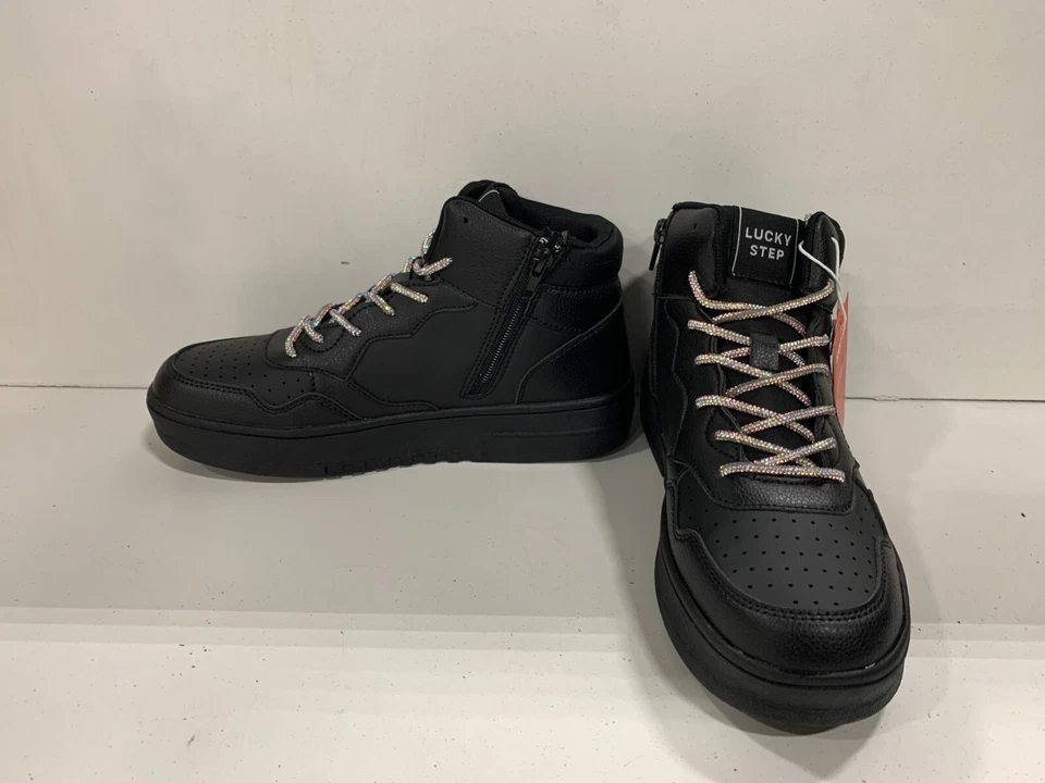 Lucky Step Mid Top Sneakers, Black, Size 9 - Image 2 of 4