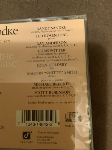 Chase by Randy Sandke (Trompette) (CD, Jul-2004, Concord) - Photo 4/5