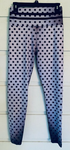 Womens Ombre Polka Dot Leggings w/Striped Waist Sz M Light Purple (Lilac)/Black