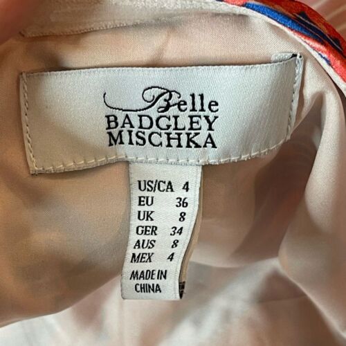 Badgley Mischka Maxi Dress Pink & Blue Halter Neck Front Slit, Size 4 - Picture 9 of 16