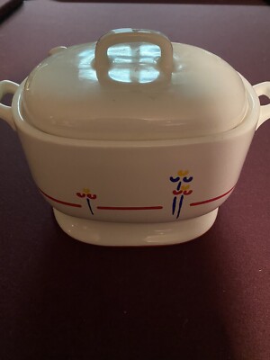 Vintage Riva Designs Tulips Gravy Tureen Sauce Boat Red Line 1980s Japan