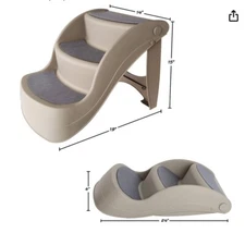 PetMaker 14 Inch Wide Nonslip Foldable Pet Stairs 3 Steps 14 In High
