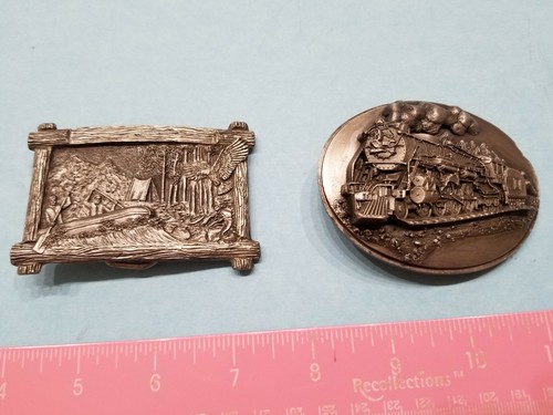 Vintage Belt Buckle Lot Daniels American Brass Siskiyou Artist USA train horse - 第 7/12 張圖片