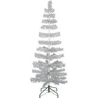 60" Retro Silver Tinsel Christmas Tree Vintage Feather Style XMASS Holiday 5FT