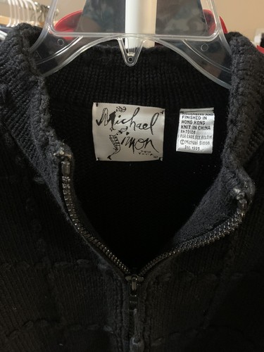 Vintage 1995 Michael Simon Cardigan Zip Short Sweater Snow Flowers Size Medium - Picture 2 of 11