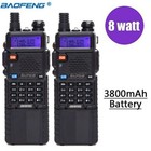 2PCS Baofeng UV-5R 8W 10km Two Way Radio VHF UHF 3800mah Radio Walkie Talkie