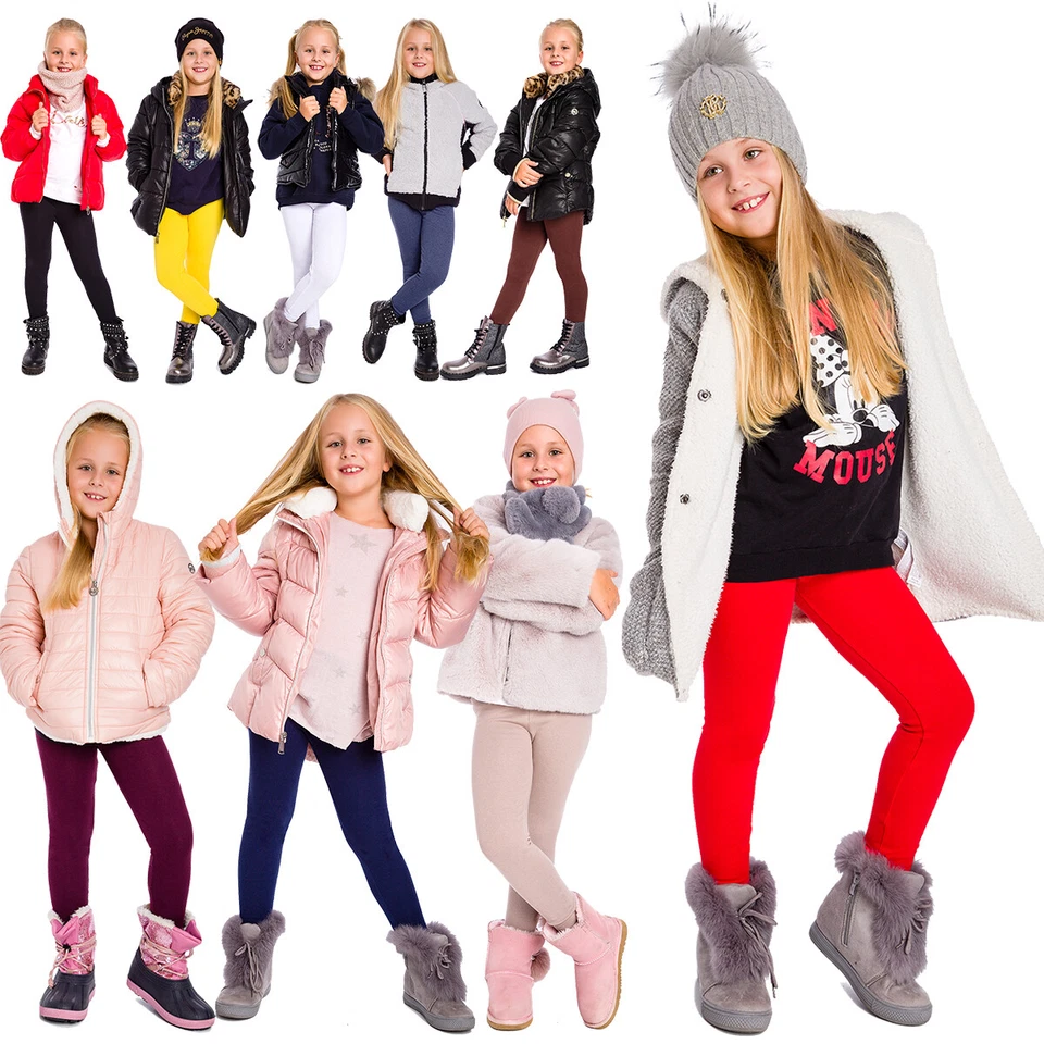 FUTURO FASHION Kinder warme Winter weiche Leggings Kinder dicke Baumwolle Vlies gefütterte Hose KIND28