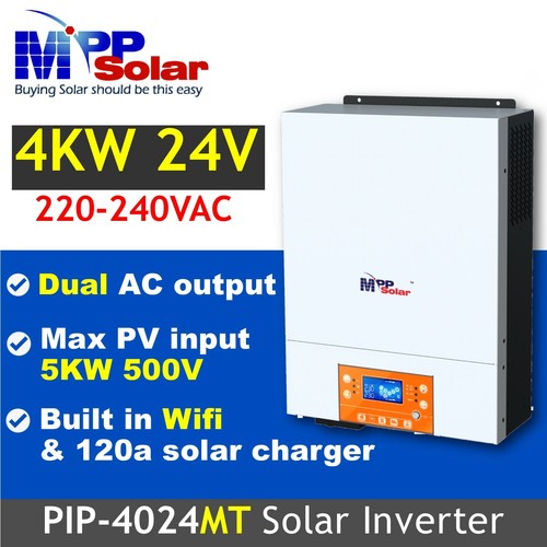 4000w 24v MPP Inversor Solar wifi Doble Salida de CA 230v 120A MPPT Alta PV 500V