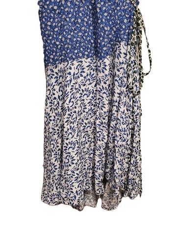 Womens Ann Taylor Blue Green Floral Print Wrap Dress - Petite 14P - New - Picture 3 of 7