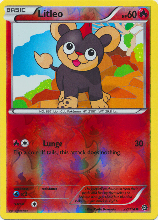 Pokemon - Litleo - 22/114 - Common - Reverse Holo - XY - Steam Siege - LP