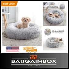 Plush Anti-Anxiety Donut Pet Bed - Fluffy Faux Fur for Small/Medium Dogs Cats