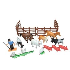 Vintage Lot Of Farm Animals Cows Steer Horses Hard Plastic Barnyard Miniature