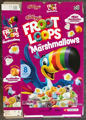 EMPTY Froot Loops Marshmallows NEW! Discoveries Cereal Box Toucan