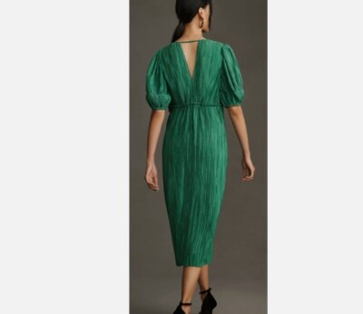 NWT Anthropologie Women's V-Neck Pleated Midi Dress Size XXS | eBay