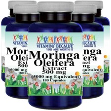 Moringa Oleifera Extract 5000mg - 5X180 capsules by Vitamins Because