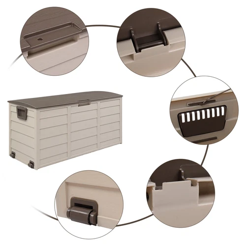 75gal 260L Outdoor Garden Plastic Storage Deck Box Chest Tools Lockable Seat New - Picture 12 of 12