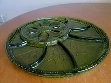 Indiana Pebbled Leaf Avocado Deviled Egg Divided Platter / Serving Plate /Relish