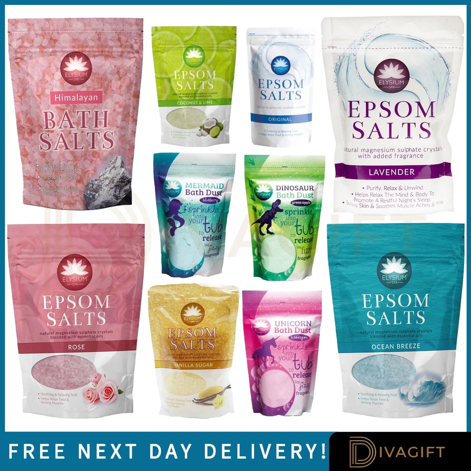 EPSOM BATH SALTS ELYSIUM SPA BOMBS NATURAL MAGNESIUM SULPHATE RELAX MUSCLE SALT