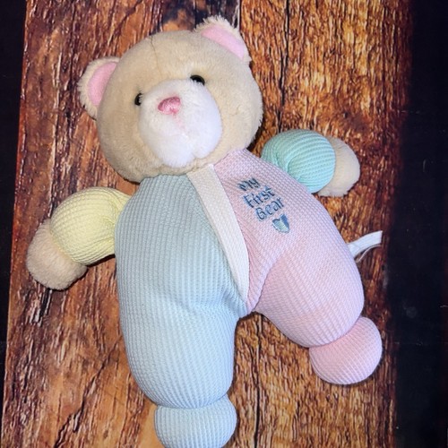 VTG Eden ABC Blocks Teddy Bear Plush Pastel Blue Pink Pajamas Pjs Lovey READ - Picture 2 of 11