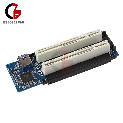 PCI-E Express X1 to Dual PCI Riser Card Slot Expansion Adapter USB 3.0 +Cable - Picture 4 of 10