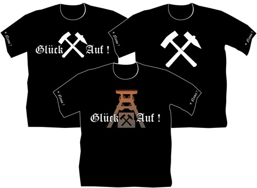 T-Shirt Glück auf Steiger Bergbau Zeche Bergmann Logo Geschenke bedruckte 23 - Bild 1 von 6