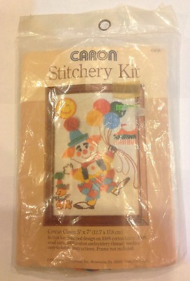 Vintage 1981 Caron Stitchery Kit - Circus Clown 5'' X 7''