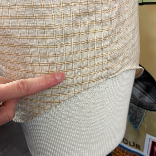 VTG Mens 60s-70s Khaki Windowpane Check Campus All Cotton Button Down Shirt - Picture 10 of 10