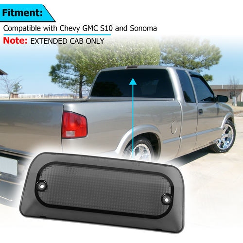 Smoke Extended Cab 3rd Brake Light Lens Cover For 1994-2004 Chevy S10 GMC Sonoma - Picture 2 of 7
