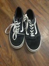 Vans Off the Wall Classic Black Low Top Sneakers Youth Size 4, Excellent Cond.