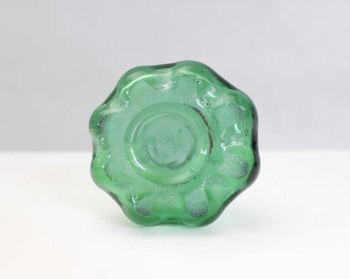 Vintage Swung Glass Vase Sea Green Five Finger Vase Mid Century - Picture 9 of 9