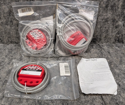 4 x Adjustable Cable Lockout with Vinyl Coated,1/4'' Diameter, 6' Length  New 