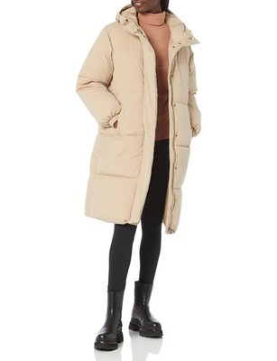 Amazon Essentials Women's Oversized Long Puffer Jacket - Tan Plus Size 1X