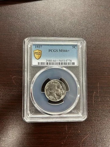 ANTIQUE 1937 BUFFALO NICKEL PCGS GRADED MS-66+ PLUS A WOW COIN BEAUTIFUL