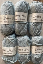 Lot of 6, Debbie Bliss COTTON CASHMERE Yarn, 85%Cotton/15%Cashmere, Color#15014