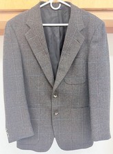 Vintage 80's Burberrys 40R Wool Tweed Plaid Blazer Sport Coat Union Made USA