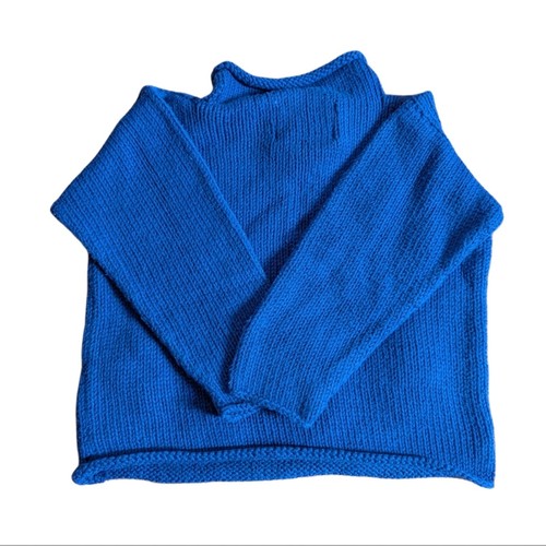 Rey Wear Hand Knit 100% Cotton Turtleneck Sandal Applique Mock Neck Sweater - Picture 2 of 4